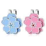 Gosknor Magnetic Golf Ball Marker with Hat Clip, Golf Marker Magnet Hat Clip Set Flower Shape Ball Bag Accessories for Women Men Golfer Gift (Blue, Pink)