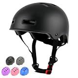 LOKJIJI Adjustable Kids Bike Helmet for Boys Girls Youth, Kids Protective Helmets for Multi-Sports Skateboard Scooter Bicycle Cycling Skating (Black, Medium)