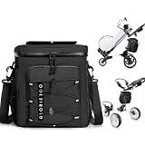 Golf Cart Cooler Bag Insulated - 12-Can Leakproof Soft Cooler Bag with Hook-and-Loop Lid, Waterproof Zippers, and Multi-Pockets for Golf Accessories; Fits on Golf Push Cart