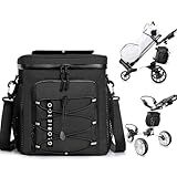 Golf Cart Cooler Bag Insulated - 12-Can Leakproof Soft Cooler Bag with Hook-and-Loop Lid, Waterproof Zippers, and Multi-Pockets for Golf Accessories; Fits on Golf Push Cart