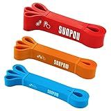 SUNPOW Resistance Bands for Working Out, Pull Up Assistance Bands - Set of 3 Resistance Exercise Workout Stretch Fitness Assist Bands Set for Body, Instruction Guide and Carry Bag Included