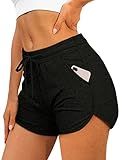Aloodor Workout Shorts for Women Back to School Outfits for Teachers Running Athletic Shorts Black M