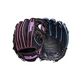 Wilson 2026 A1000 DP15 11.5" Infield Baseball Glove - Right Hand Throw, Pedroia Fit, Black/Flamingo Pink/Cool Blue