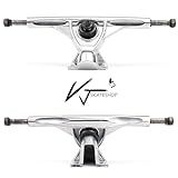 VJ Longboard Skateboard Trucks, 7inch 178mm, 50º Bases, Reverse Kingpin for Downhill, Pintail and Freeride (Set of 2), Silver