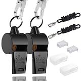 HUTOU Whistle 2 Packs Stainless Steel Coach Sports Whistle with Lanyard, Loud Crisp Sound Whistle Ideal for Coaches, Referees, and Official