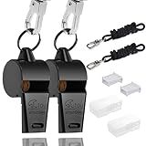 HUTOU Whistle 2 Packs Stainless Steel Coach Sports Whistle with Lanyard, Loud Crisp Sound Whistle Ideal for Coaches, Referees, and Official