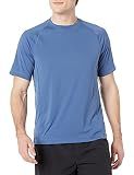 Amazon Essentials Men's Slim-Fit Short-Sleeve Quick-Dry UPF 50 Swim Tee, Breathable Stretchable Fabric, Raglan Seams, Blue, Small