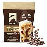 Ascent Iced Coffee Protein Powder - High Protein Coffee Powder, 20 g Protein & 100 mg Caffeine from Premium Colombian Coffee, Zero Artificial Flavors & Sweeteners - 15 Servings