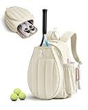 BAGSMART Tennis Gym Bag for Women, Tennis Backpack Holds 2 Rackets with Shoe Compartment, 15.6" Laptop Gym Backpacks for Court, Off-work, Everyday & Overnight Weekend, Tennis Backpack/Beige