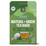 FGO Organic Japanese Matcha + Green Tea, 100 Count, Eco-Conscious Tea Bags, Resealable Bag, Packaging May Vary (Pack of 1)