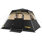 FanttikOutdoor Zeta C4 Pro Camping Tent 4 Person Instant Cabin Tent Setup in 60 Seconds with Rainfly & Windproof Portable with Carry Bag for Family Camping & Hiking, Khaki