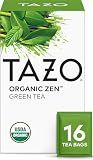 TAZO Organic Zen Green Tea, Caffeinated Tea with Refreshing Lemongrass & Spearmint, 16 Total Bags