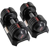 ALTLER Adjustable Dumbbell Set, 25LB Pair with Tray for Workout Strength Training Fitness, Adjustable Weight Dial Dumbbell with Anti-Slip Handle and Weight Plate for Home Exercise