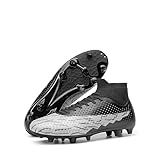 DREAM PAIRS Men's Firm Ground Soccer Cleats High-top Football Cleats FG/AG Professional Training Outdoor Lightweight Soccer Shoes,Size 6.5,Black/Light Grey,DMUMSO2404