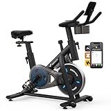 MERACH Exercise Bike, Friction Stationary Bike for Home with App Training | Low Noise Indoor Cycling Spin Bike with 300lbs Weight Capacity, Adjustable Seat & Handlebars, Fitness Courses for Weight Loss