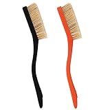 Climbing & Bouldering Brush with Natural Firm Boar's Hair Bristles and Durable Handle, Climbing Chalk Brush Designed for Ultimate Performance on Climbing Wall Indoor or Outdoor (Black&Orange)