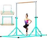 MARFULA 8 Ft Foldable Gymnastic Bar for Kids Age 3-25 of 1-13 Levels, 4 Ft Width 5 Ft Adjustbale Height Kip Bar, 400 lbs Weight Limit, Gymnastic Training Bar Equipment for Teenager Home and Club Use