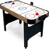 GoSports 48 Inch Air Hockey Arcade Table - Includes 2 Pushers, 3 Pucks, AC Motor, and LED Scoreboard - Oak
