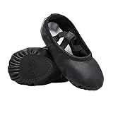 Stelle Ballet Shoes for Girls Toddler Ballet Slippers Soft Leather Boys Dance Shoes for Toddler/Little Kid/Big Kid(Black, 7MT)