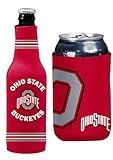 College Team Color Logo Can & Bottle Holder Insulator Beverage Cooler Set (Ohio State Buckeyes)