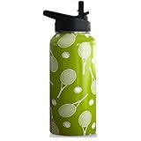 32oz Tennis Water Bottle Insulated Vacuum Stainless Steel Tumbler Travel Mugs With Straw for Sport Game,Tennis Accessories