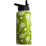 32oz Tennis Water Bottle Insulated Vacuum Stainless Steel Tumbler Travel Mugs With Straw for Sport Game,Tennis Accessories