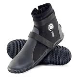 BPS 3mm Neoprene Dive Boots - Wet Suit Boots with Rubberized Anti-Slip Sole for Watersports Snorkeling Scuba Diving Wakeboarding Kayaking Canoeing - Slip on-and-Off Design (Size 6) Black