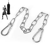 Syocsek 30 Inch Heavy Duty Chains, 440LB Thick Stainless Steel Chain with Carabiners, Easy to Adjust Silver Link Chain Extender for Boxing Punching Bag, Porch Swing Hammock Chair Hanging