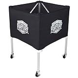 Fortury Portable Volleyball Cart on Wheels Ball Cart Collapsible Volleyball Ball Cart Garage Ball Storage (Black)