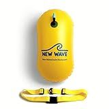 New Wave Swim Bubble for Open Water Swimmers and Triathletes - Be Bright, Be Seen & Be Safer with New Wave While Swimming Outdoors with This Safety Swim Buoy Tow Float (Yellow)