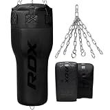 RDX 3.5FT Angled Heavy Boxing Bag with Hanging Chain & Gloves – Uppercut Punching Bag for Body Shots, Precision & Combo Punch Training – Ideal for MMA, Muay Thai, BJJ, Karate, Kickboxing Gym Workouts
