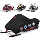 Comnova Snowmobile Cover 115 Inch - Premium 600D Outdoor Snowsled Cover, Heavy Duty & Waterproof All Weather Protection Covers, Black, Fit Up to 115"L Snowmobile