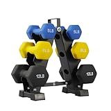 Fitvids Colored Neoprene Dumbbell Set with Rack, Multiple Weight Options, 20LBS, 32LBS, 50LBS and 56LBS Sets
