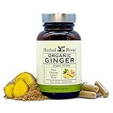 Herbal Roots Ginger Supplement | Organic Ginger Root Capsules | 1,200 mg of Pure Ginger Powder per Serving | 60 Vegan Capsules