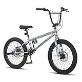 SPATIAL BMX Bike, Freestyle Race Bike Trident Bicycles Beginner for Teen Beginner and Adult Riders, Bike with Hi-Ten Steel Frame (Silver)