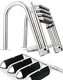 Mojiate 4-Step Heavy-Duty Stainless Steel Pontoon Boat Ladder with Extra Wide Steps & Handrails | Telescoping Folding Rear Entry Ladder, 600lbs Capacity, Marine-Grade 316 Stainless Steel