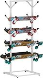 Tuohours Skateboard Racks Floor Stand Holder, Freestanding 5-Tier Skateboard Storage Organizer Hanger, Skateboards Display Rack for Deck, Longboard, Skateboard Rack for Garage, White