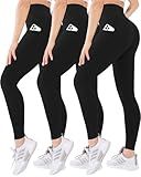 Blisset 3 Pack High Waisted Leggings for Women with Pockets Soft Active Tummy Control Pants for Yoga Running & Daily Wear