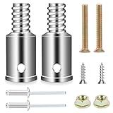 Broom Handle Threaded End, 2 Set Replacement Kit Metal Tips for 1" Wood or Metal Poles, Extension Pole Adapter for Mop, Broom