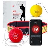 YMX BOXING® Training Reflex Ball with Counter App - Adjustable Elastic Headband, Light Weight Soft Foam Balls - Improve Coordination, Reaction Speed, Focus, Accuracy - Cardio Sports Exercise Equipment