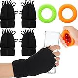 RoundFunny 2 Pairs Weighted Gloves for Tremors with 2 Grip Strength Trainer Adjustable Wrist Weights for Hand Tremor,Aid to Provide Wrist Mobility,Improve Dexterity,Strengthen Writing Stability(Black)