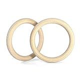 Double Circle 1.1 Inch Wood Gymnastics Rings for Bodyweight Training - Home Gym Workouts and Olympic Exercises - Slip Resistant Grip Strength - 28mm (Rings Only)