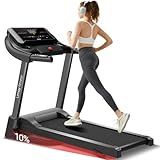 UMAY Fitness Home Folding Incline Treadmill with Pulse Sensors, 3.0 HP Quiet Brushless, 300 lbs Capacity (Black or Gray) (Black)