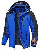 TBMPOY Men's Winter Skiing Jackets Waterproof Fleece Snow Coats Blue L