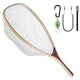 SF Fly Fishing Landing Soft Rubber Mesh Trout Catch and Release Net with Black Magnetic Net Release Combo Kit (Clear A Combo Small Holes)