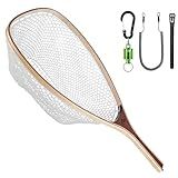 SF Fly Fishing Landing Soft Rubber Mesh Trout Catch and Release Net with Black Magnetic Net Release Combo Kit (Clear A Combo Small Holes)