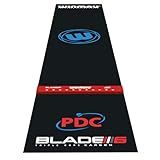 Winmau Pro Zone Precision PVC Darts Mat with Integrated Raised Darts Oche Line - Full Length - Sleek Black Design - Professional Dart Accessories