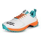 DSC Men's Sports Cricket Shoes, Color: White-Orange, 9