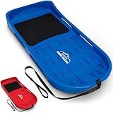 GoSports 2 Person Premium Snow Sled with Double Walled Construction, Pull Strap and Padded Seat - Blue
