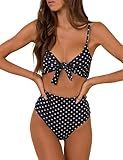 Blooming Jelly Womens High Waisted Bikini Set Swimming Two Piece Swimsuit Tie Knot Swim Suits 2026 (Small, Polka dot)
